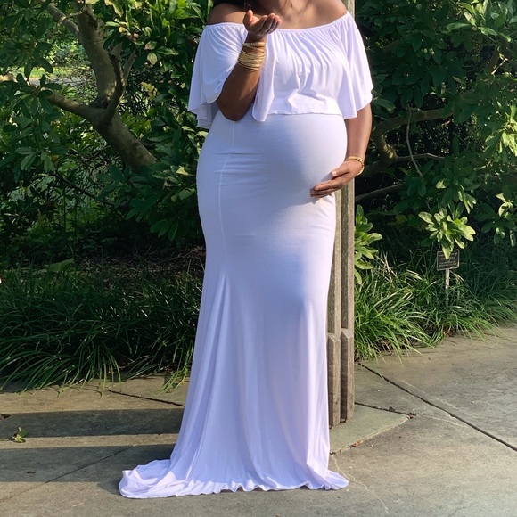 Maternity White Maxi Dress - Picture 1 of 16